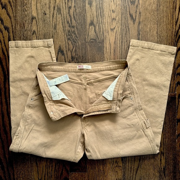 Levi Strauss Signature Carpenter Pants Khaki Utility Workwear W34 L30‎ - Picture 3 of 8